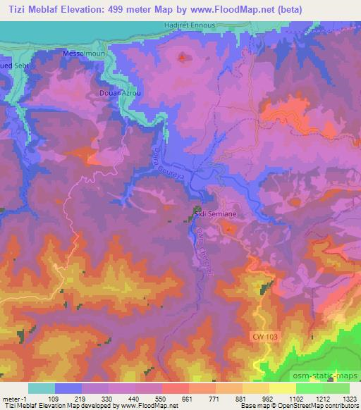 Tizi Meblaf,Algeria Elevation Map