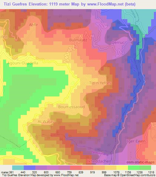 Tizi Guefres,Algeria Elevation Map