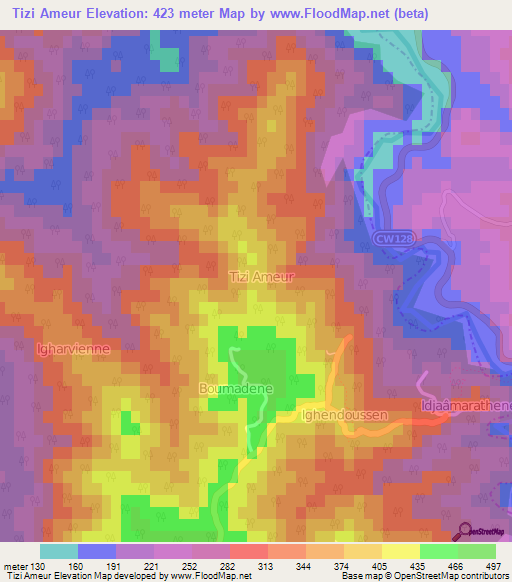 Tizi Ameur,Algeria Elevation Map
