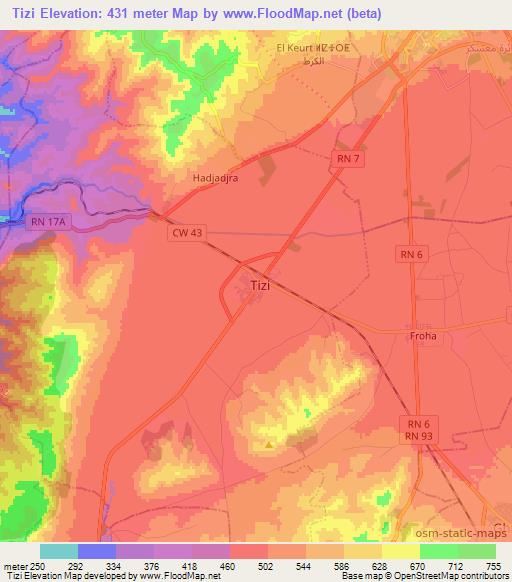 Tizi,Algeria Elevation Map