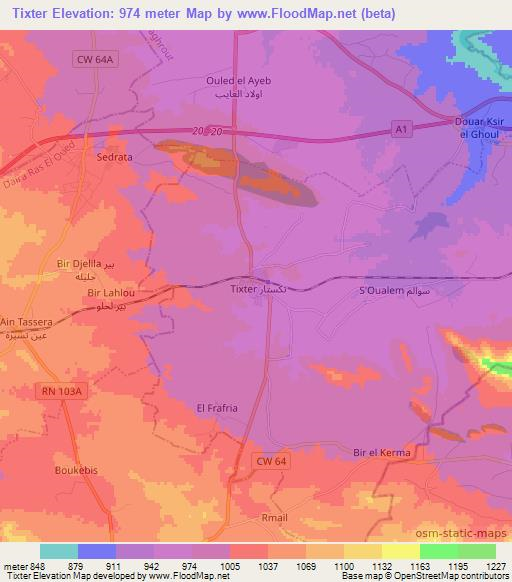 Tixter,Algeria Elevation Map