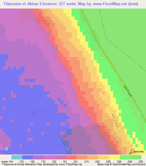 Tittaouine el Akhas,Algeria Elevation Map