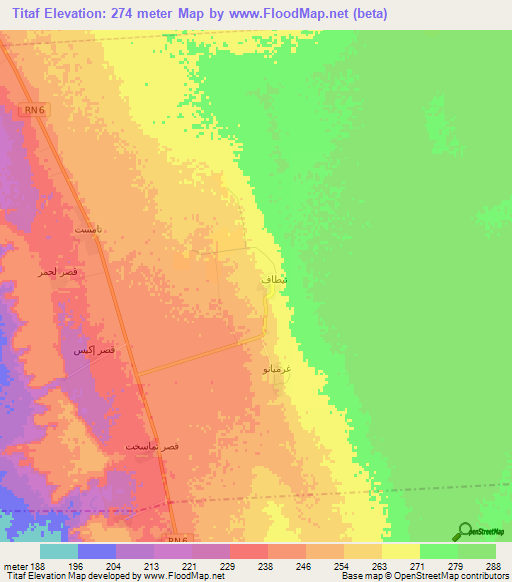 Titaf,Algeria Elevation Map