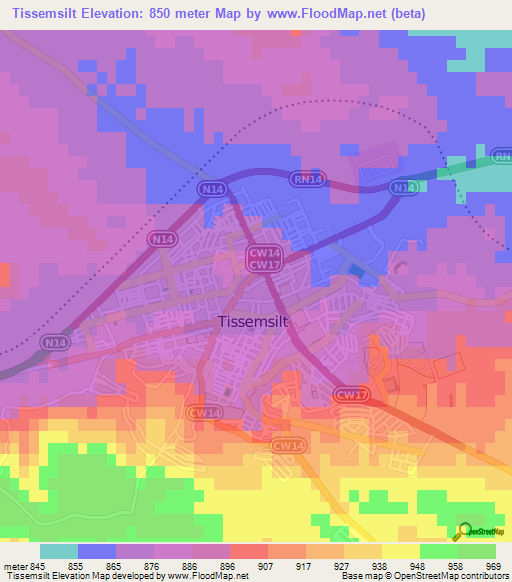 Tissemsilt,Algeria Elevation Map