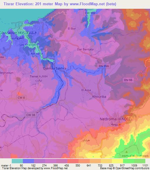 Tisrar,Algeria Elevation Map