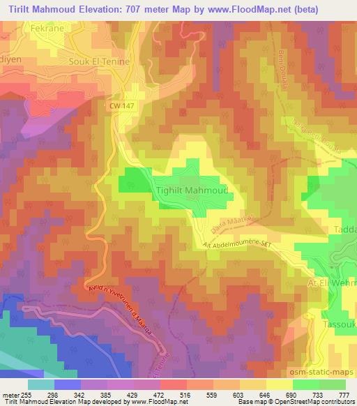 Tirilt Mahmoud,Algeria Elevation Map