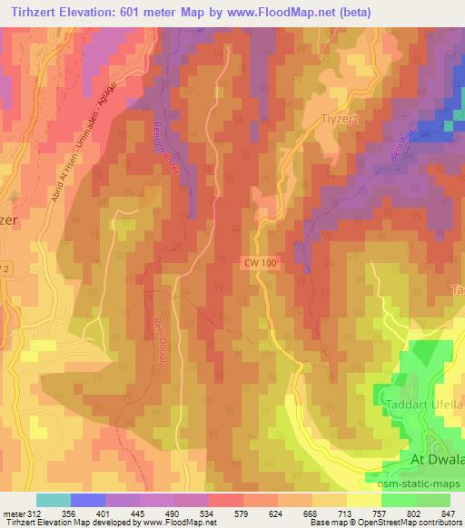 Tirhzert,Algeria Elevation Map