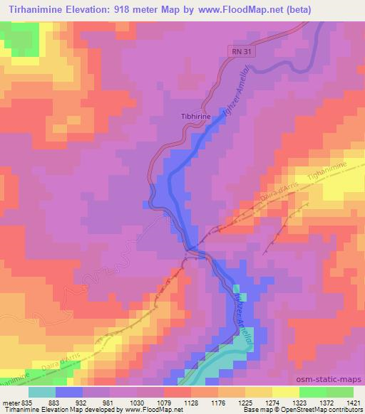 Tirhanimine,Algeria Elevation Map