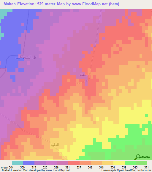 Maltah,Syria Elevation Map