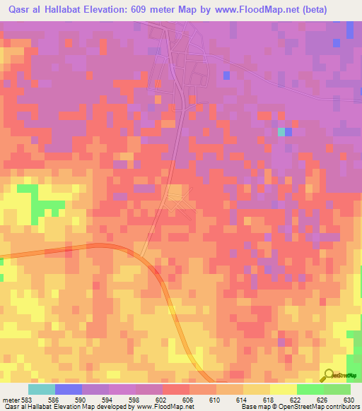 Qasr al Hallabat,Jordan Elevation Map
