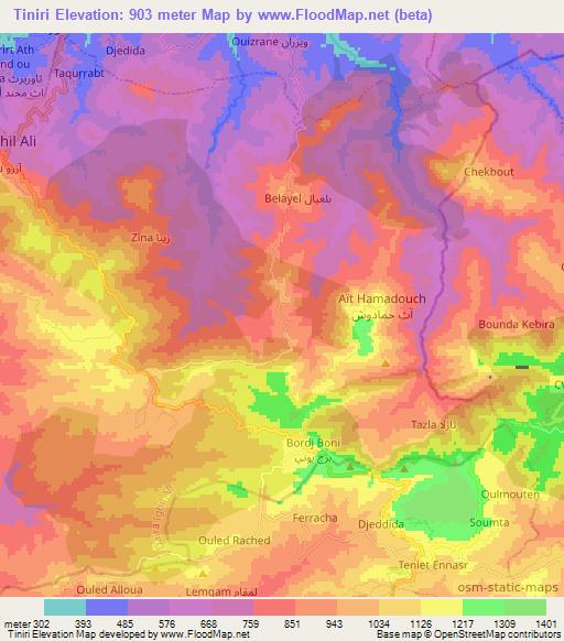 Tiniri,Algeria Elevation Map