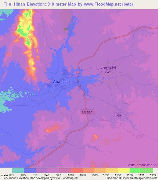 Ti-n- Hinan,Algeria Elevation Map