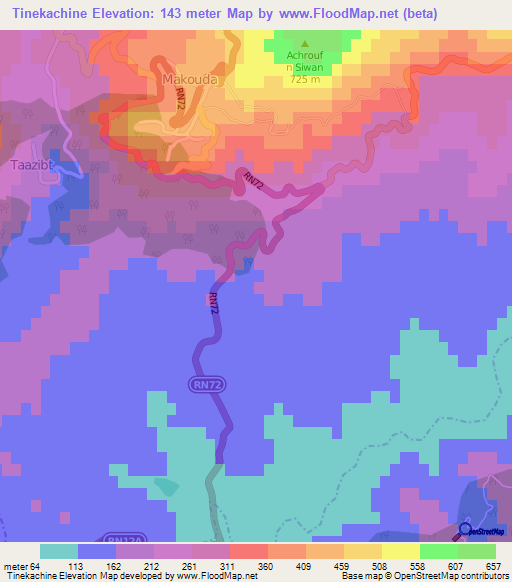 Tinekachine,Algeria Elevation Map