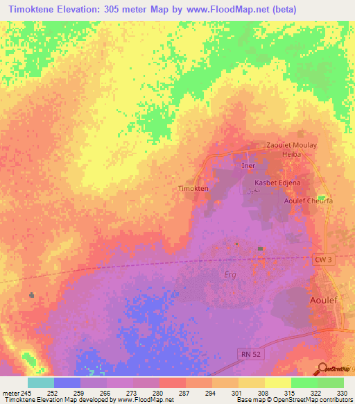 Timoktene,Algeria Elevation Map