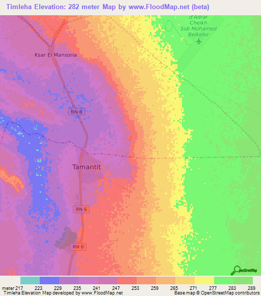 Timleha,Algeria Elevation Map
