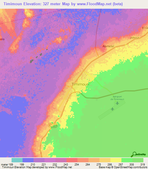 Timimoun,Algeria Elevation Map