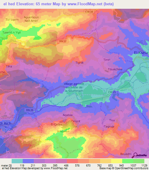 el hed,Algeria Elevation Map