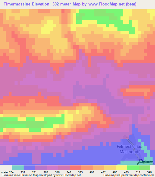 Timermassine,Algeria Elevation Map