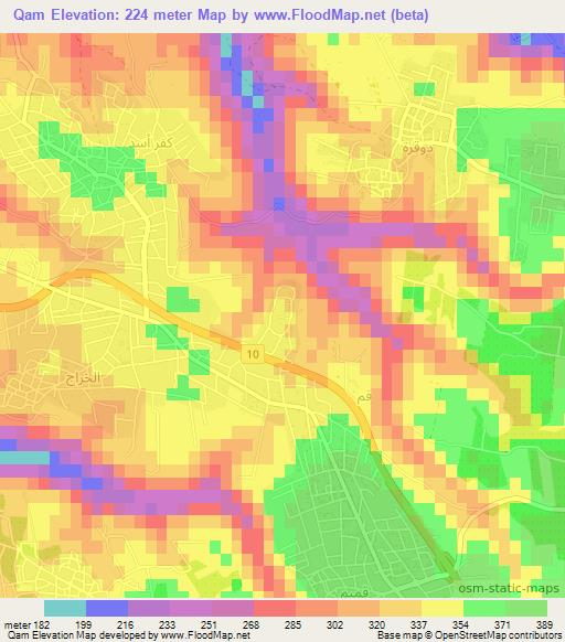 Qam,Jordan Elevation Map