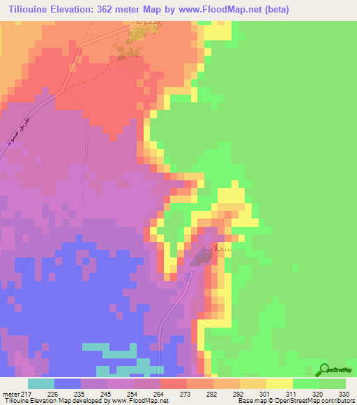 Tiliouine,Algeria Elevation Map