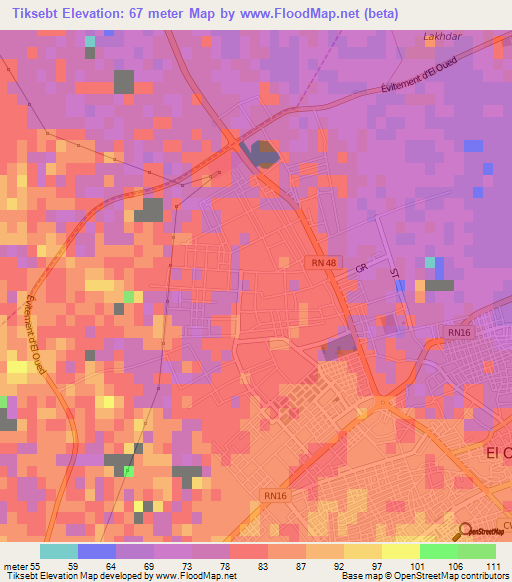 Tiksebt,Algeria Elevation Map