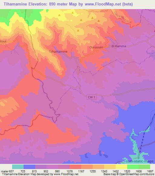 Tihamamine,Algeria Elevation Map
