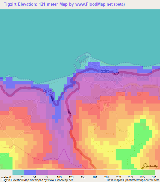 Tigzirt,Algeria Elevation Map
