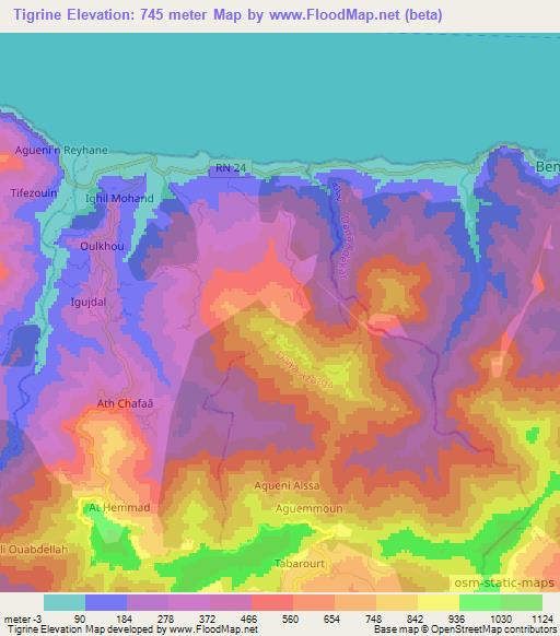 Tigrine,Algeria Elevation Map