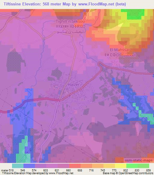 Tiftissine,Algeria Elevation Map