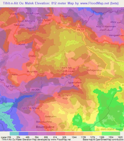 Tifrit-n-Ait Ou Malek,Algeria Elevation Map