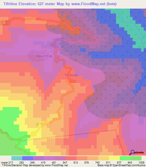 Tifritine,Algeria Elevation Map