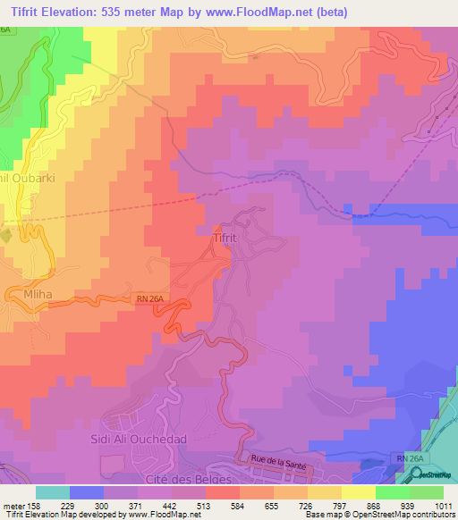 Tifrit,Algeria Elevation Map