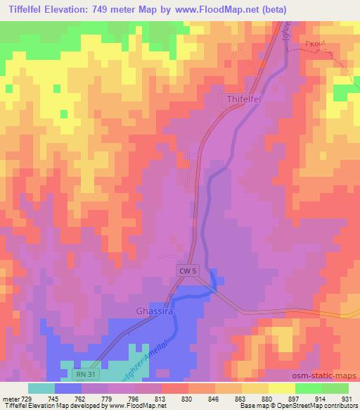 Tiffelfel,Algeria Elevation Map