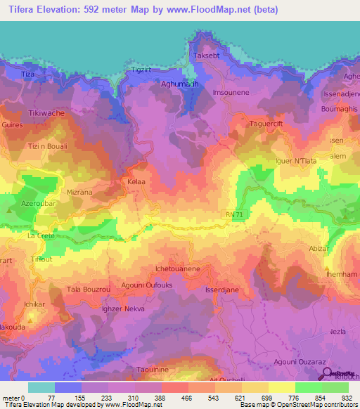 Tifera,Algeria Elevation Map