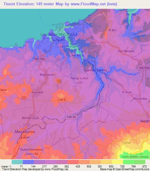 Tiennt,Algeria Elevation Map