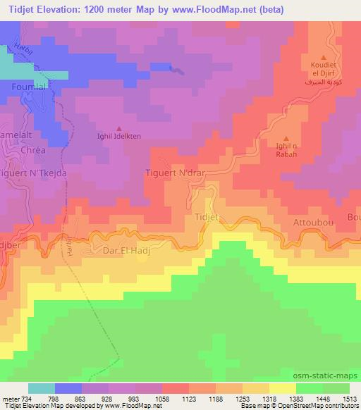 Tidjet,Algeria Elevation Map