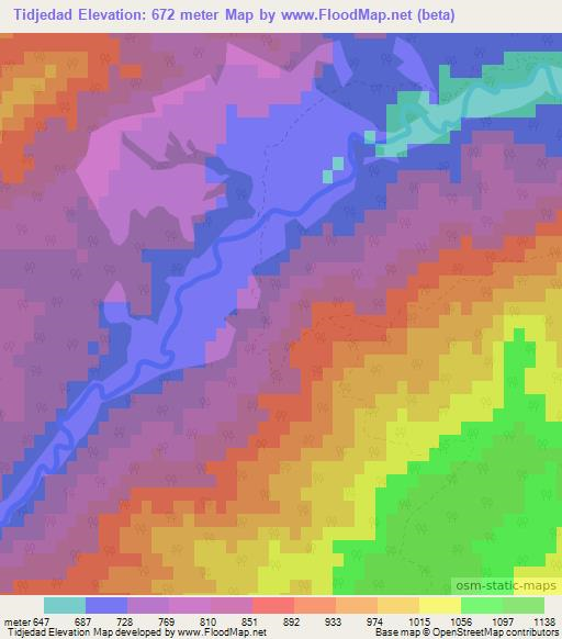 Tidjedad,Algeria Elevation Map