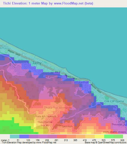 Tichi,Algeria Elevation Map