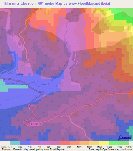 Thiaramtz,Algeria Elevation Map