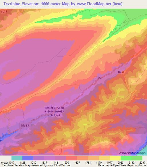 Tezribine,Algeria Elevation Map