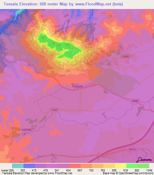 Tessala,Algeria Elevation Map