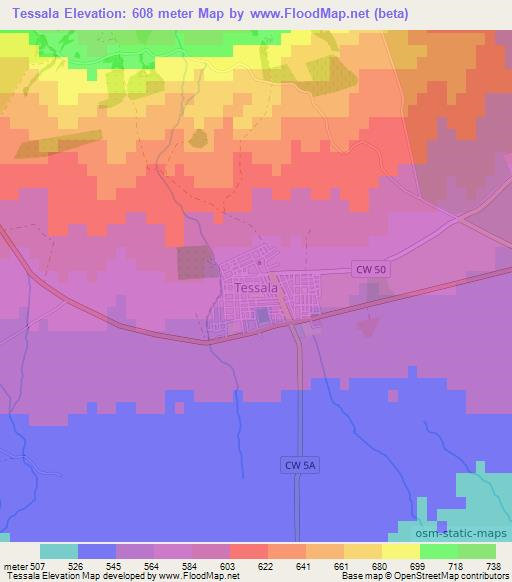 Tessala,Algeria Elevation Map