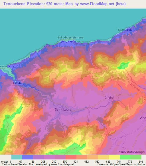 Tertouchene,Algeria Elevation Map