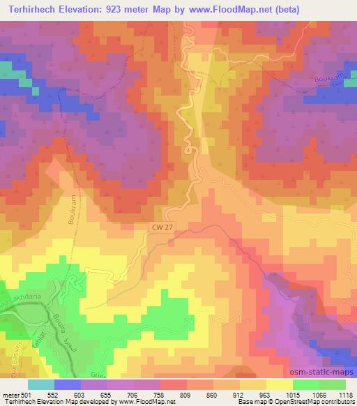 Terhirhech,Algeria Elevation Map