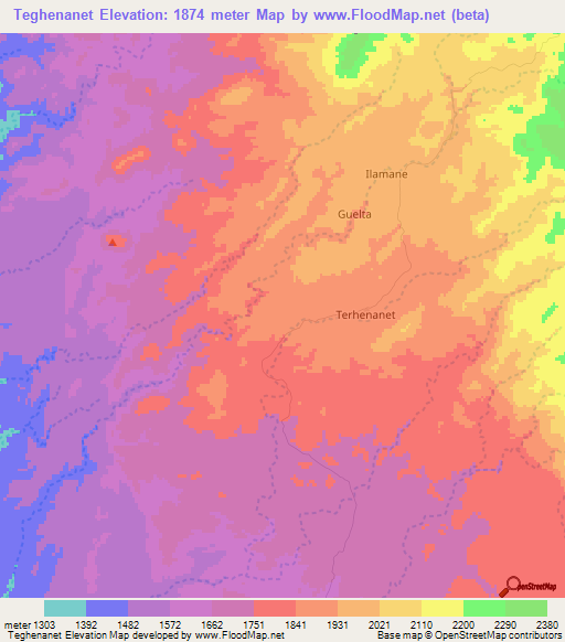 Teghenanet,Algeria Elevation Map