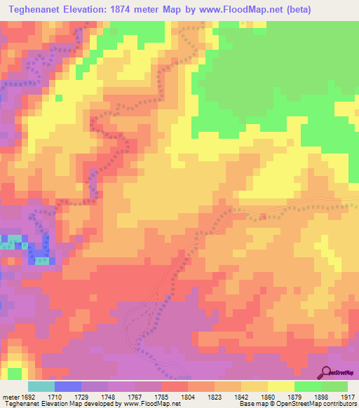 Teghenanet,Algeria Elevation Map