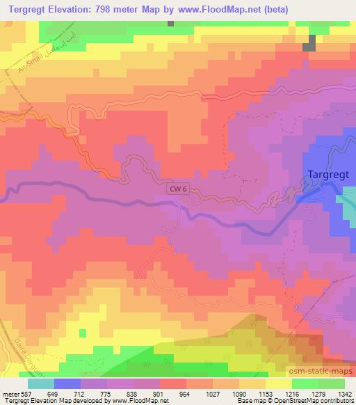 Tergregt,Algeria Elevation Map