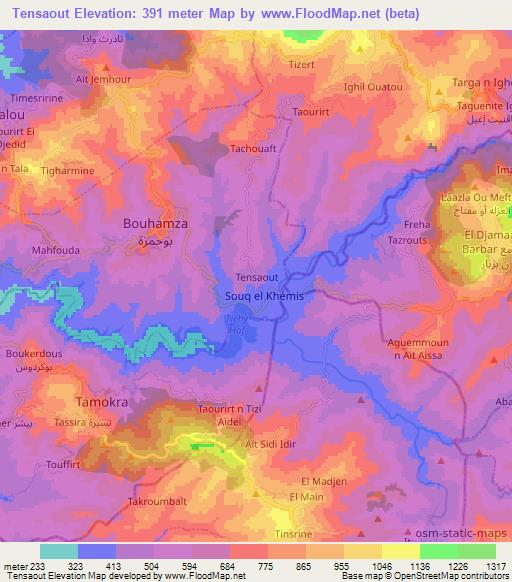 Tensaout,Algeria Elevation Map
