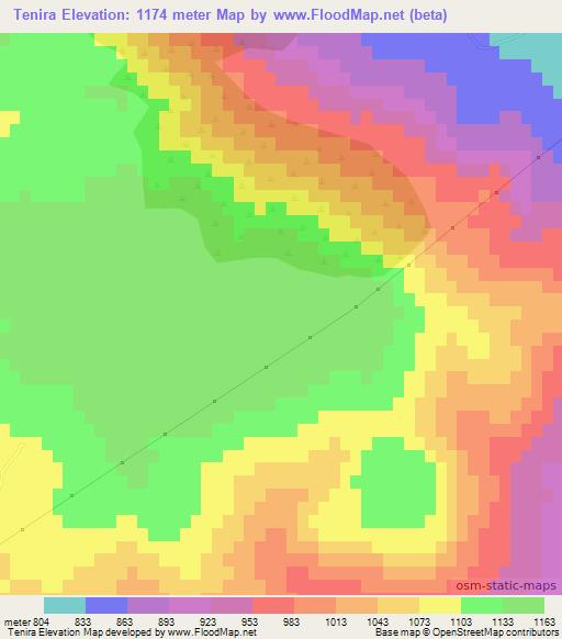 Tenira,Algeria Elevation Map