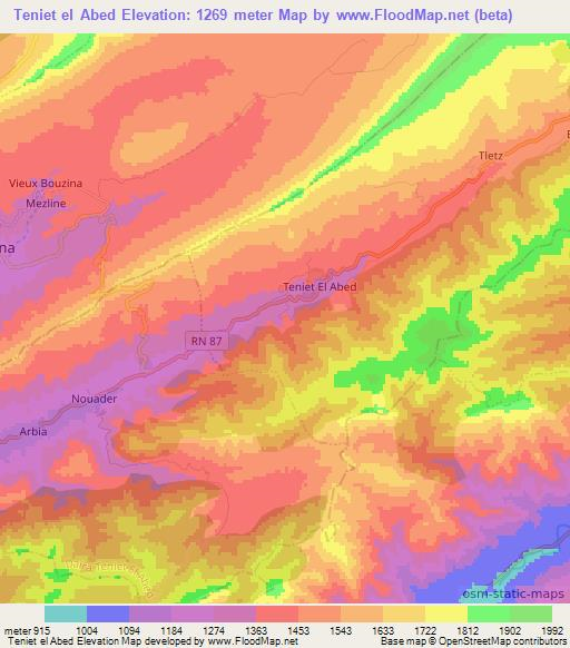 Teniet el Abed,Algeria Elevation Map